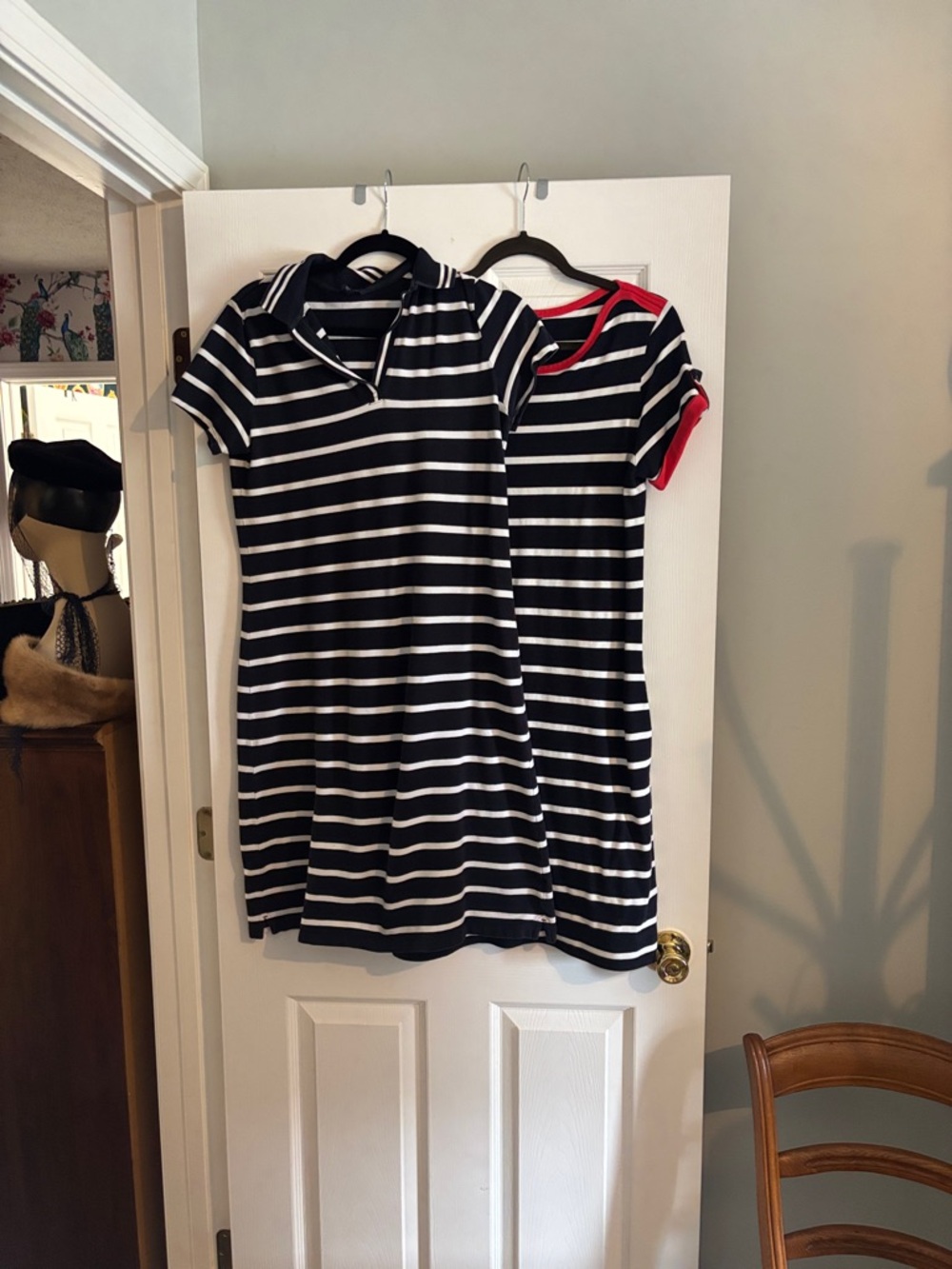 Striped Navy& White and Black& White Short Sleeve Dresses (Set of 2)
